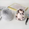 Plush Hedgehog Keychain Ring Pendant Animal Car Real Rex Rabbit Fur Gifts For Women Grils Toys