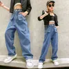 Étudiant adolescent Autumn Kids Denim Jeans décontractés pour les pantalons de filles 6 8 10 12 14 ans Taies de taille élastique pantalon 210331