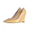 Dress Shoes 6 Colors Women Wedding Bridal Slip On Pointy Toe Casual Wedge Heel Pumps Plus Size 2021