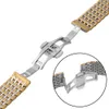 Stainless Steel Strap 20mm 22mm Metal Watch Band Link Replacement Butterfly Buckle Gold Bracelet Wristband Men Women Accessories H0915