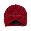 Beanie / SKL Caps hattar hattar, halsdukar Handskar Fashion Aessories Muslim Topp Knotted Hatt Turban med Silkeslen Satin Linning Hijab Headscarf Headwra