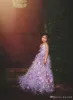 Little Flower Girl Sukienki na ślub 3D Kwiatowe aplikacje Girl Pageant Dresses Bez Rękawów V Neck Spaghetti Pasek Tulle Party Suknie CG001