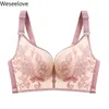 Weseelove Large Size Exquisite Embroidered Bra Plus Size Women Gorge Push Up Thin Full Cup Bust Underwear Light Color X35 210623