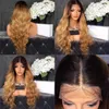 Middle Part Ombre Wig Glueless Blonde Body Wave Lace Front Wigs With Dark Roots Heat Resistant Human Hair Wigs For Black Women