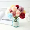 Single stem artificial chrysanthemum flower green leaves fake silk floral party wedding decorative flowers home dinner table decoration for gift DIY accessories