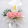 Decoratieve bloemen kransen kunstbloem bruiloft corsage boutonniere broche knoopsgat bruidegom