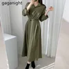 Elegante camisa de mujer vestido largo manga primavera otoño moda oficina dama vestidos chic coreano vestidos gota 210601