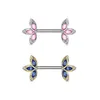 Sutek ze stali nierdzewnej Clip Crystal Leaf Flower Sutek Ring Rhinestone Body Piercing Biżuteria dla kobiet