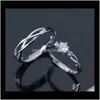 Drop Delivery 2021 Jewelry S925 Sterling Sier Zircon Line Shape Rings för par mode av LFCRE5366516307Z