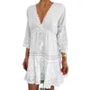 Summer Dress Women Sexy Floral Lace Hollow Beachwear Comfortable Breathable Small Fresh Lady Beach Woman Clothing