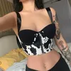 Belts Goth Dark Mall Gothic Cow Printed Women Sexy Corsets Punk E-girl Aesthetic Grunge Bandage Cropped Tops Zip Up Faux Pu Streetwear