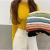 Women's Sweaters 2022 Autumn Winter Fashion Mock Neck Knitted Pullover Sweater Woman Soft Solid Color Basic Knit Tops Female Korean Knitwear