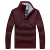 Autumn Men's Thick Warm Knitted Pullover Solid Long Sleeve Turtleneck Sweaters Half Zip Warm Fleece Winter Coat Comfy Clothing 220108