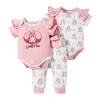 Neonata Vestiti Set Cotone Infantile Bambino Ragazzi Ragazze Pagliaccetto Top + pantaloni Cappello 4 pezzi Estate Manica corta Set di abbigliamento Outfit G1023