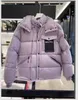 Uomo/Donna Tasca destra Design Piumino con cappuccio Giacca spessa e calda Parka impermeabile Nero / Viola chiaro