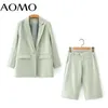 Women's Tracksuits AOMO Elegant Set Solid Blazer Shorts 2021 Fashion Suit 2 Piece Coat And DA68A