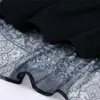 Vintage kvinna svart ruffles seethrough chiffon mini klänning våren mode damer v neck klänningar kvinnligt tryck 210515
