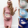 2021 Pregnancy Sexy Dress Cartoon Letter Print Sleeveless Women Summer Plus Sizes Clothes Q0713