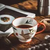 Canecas 400ml estilo retro pintado à mão caneca de cerâmica xícaras xícaras de chá de leite chá de café da manhã floresta animal de bebida