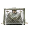 Kosmetisk väska Designer Axelväskor Kvinnor Transparent Diamond Lattice Composite Messenger Bag Lady Luxury Combine Crossbody Handbag Lock HBP
