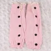 Hiver enfants tricot laine manches jambières chaussettes bébé filles tricoté bottes poignets enfants longs bas bouton dentelle chaussons manches