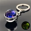 Porte-clés lumineux 12 Constellations, boule de verre, pendentif du zodiaque, brille dans la nuit, cadeau d'anniversaire pour hommes et femmes