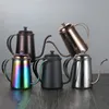 Bärbar kaffekanna Pour-Over Rostfritt stål Vattenkokare med Filter Hand Drip Hushållsbruk Maker Barista Tools 210423