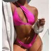 Push up bikinis kadın mayolar kesim mayo seksi siyah biquini mikro tanga mayo bir omuz bikini takım elbise mavi kırmızı 210520