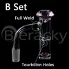 Beracky Deux styles 20mmod Full Soudge Fumeurs Beauveled Edge Terp Slurper Set / Spinner Auto Tourbillon Quartz Banger avec bouchons de diamant pour bongs en verre