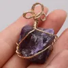 irregular Wire Wrapped pendant Natural rawstone Healing Crystal amethyst Stone Pendants DIY Necklace women Gift Jewelry