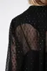 Casual klänningar kvinna svart klänning färgglad pärlor broderad front knäppta långa ärmar mode höst vinter kort 2022