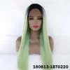 12~26 inches Long Synthetic Lace Front Wigs Silky Straight Dark Green T Color Simulation Human Hair Wig 181005-2610