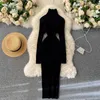 Turtleneck tröja klänning höst vinter långärmad stickad bodycon koreanska mode slim elastisk varm mantel 210603