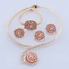 Handgjord Dubai Guldfärg Crystal Rose Flower Halsband Örhängen Jewellry Fashion Wedding African Kostym Smycken Sets