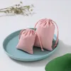 50 Flannel Jewelry Pouches Pink Velvet Bag Jewelry Packaging for Wedding Party Christmas Birthday Gift Jewellery Drawstring Bag 211014