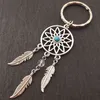 Present Rosa Black Pärlor Dreamcatcher Feather Wind Chimes Dream Catcher Key Chain Women Vintage Indian Style Keychain