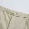 Wixra Pu Penit Pants Pantalones Mujer Höst Kvinnor Solid Zipper Faux Läder Hög midja Slim Skinny Trousers 211115
