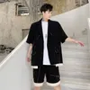 IEFBマンジャケットエレガントな夏の分割ラインパッチワーク半袖スーツジャケット男性韓国スーツ男性ブレザー衣装9Y7727 210524