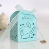 호의 홀더 100pcs 코끼리 레이저 컷 캐리지 호의 선물 선물 리본 웨딩 생일 호의 홀더가있는 사탕 상자
