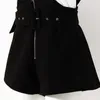 Macacões de zíper de retalhos pretos para mulheres faixas de cintura alta casual vestuário de moda feminina verão 210521