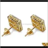 Orecchini per stalloni per uomini ghiacciati CZ Diamond Zirconia Orecchie dell'orecchio da donna Earing Orening Man Hip Hop Gioielli hiphop Gioielli maschi di moda maschio Jeweller288b