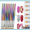 Bellezza della salute 8Pcs Penna per pittura fai da te Salone per la casa Strumento per manicure Gel UV Set di pennelli per nail art Forma di petalo Gradiente Dissolvenza Ding Intaglio Facile da applicare Ki