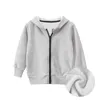 Höst Vinter Baby Hoodie Kläder Barn Boys Flickor Zipper Villus Solid Förenklad Coat Sweatshirt Kläder 220115