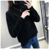 Women Knitted Sweater Autumn Winter Red Mink Cashmere Soft Warm Pullover Casual Half Turtleneck Loose Bottoming Tops 210526