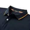 Куэгоу 100% хлопок мужская рубашка поло с коротким рукавом синий летний мода лоскутный воротник Polos топ плюс размер ZT-393 210707