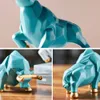 動物モデルブル飾り彫刻樹脂ミニチュア置物デスクトップデコレーションホームアクセサリー210804