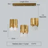 Modern Gold LED Crystal Chandelier Round Light Suspension Lamp Dining Room Bedroom Light Fixtures Kitchen Island Lustre