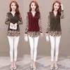 Koreanische Mode Kleidung Plus-Size Nähte Gefälschte Zweiteilige Hemd Frauen Bluse Leopard Frauen Mittleren Alters Top 301J 210420