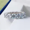 Top Sell Women Wedding Ring Luxury Jewelry Pure Soild 925 Sterling Silver Round Shape White Topaz CZ Diamond Eternity Moissanite Gemstones Gift