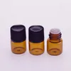 1 ml Amber Glass Essential Oil Bottle Parfume Prov Tubes Bottle With Plug and Caps Dh8475